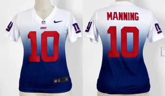 Cheap Women Nike New York Giants 10 Eli Manning Drift Fashion II Elite White Blue NFL Jerseys