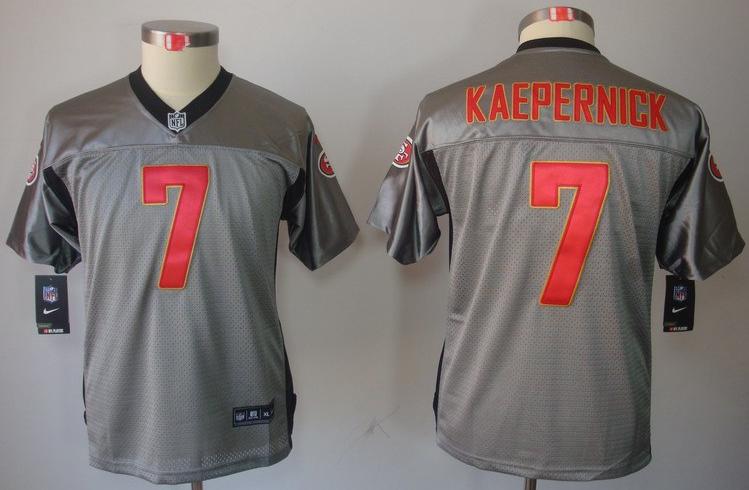 Kids Nike San Francisco 49ers 7 Colin Kaepernick Grey Elite NFL Jerseys Cheap