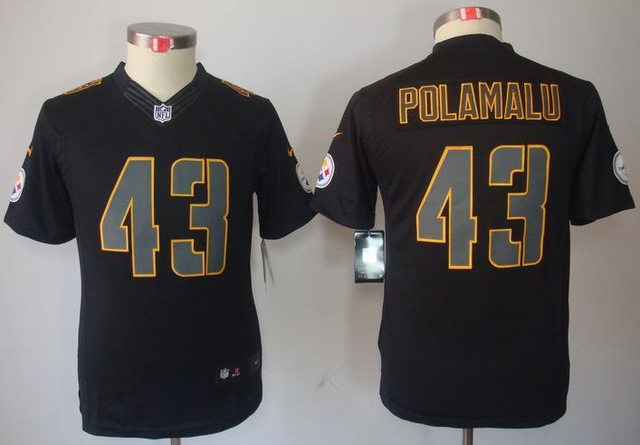 Kids Nike Pittsburgh Steelers #43 Troy Polamalu Black Impact LIMITED NFL Jerseys Cheap