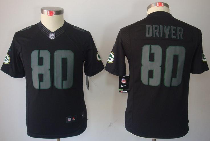 Kids Nike Green Bay Packers #80 Donald Driver Black Impact LIMITED NFL Jerseys Cheap