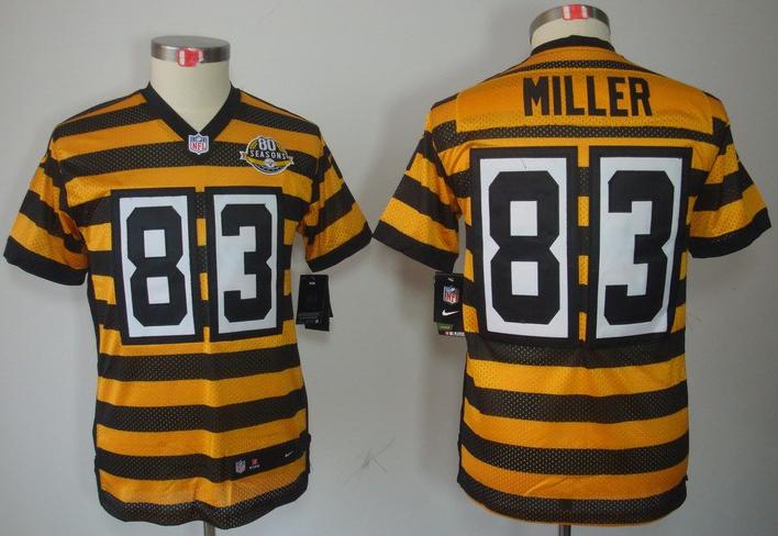 Kids Nike Pittsburgh Steelers #83 Miller Yellow-Black 80th Throwback Elite NFL Jerseys Cheap