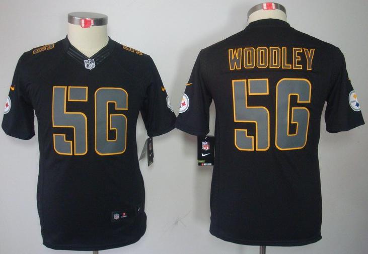 Kids Nike Pittsburgh Steelers #56 Lamarr Woodley Black Impact LIMITED NFL Jerseys Cheap