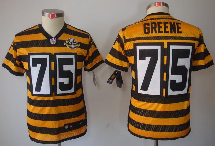 Kids Nike Pittsburgh Steelers 75 Joe Greene Yellow-Black 80th Throwback Elite NFL Jerseys Cheap