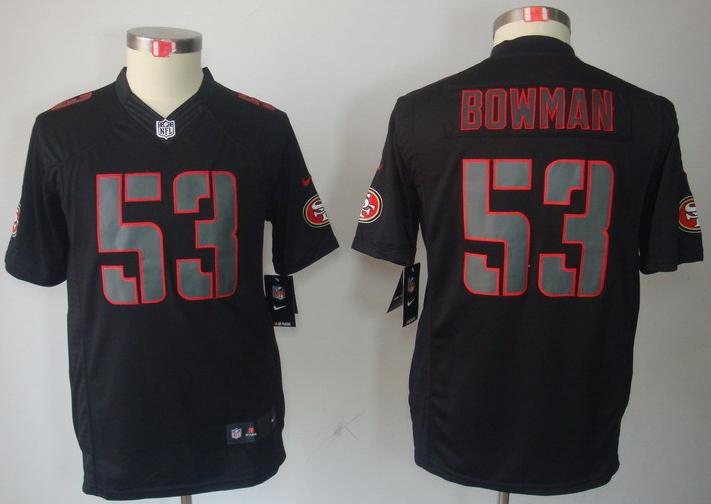 Kids Nike San Francisco 49ers #53 NaVorro Bowman Black Impact LIMITED NFL Jerseys Cheap