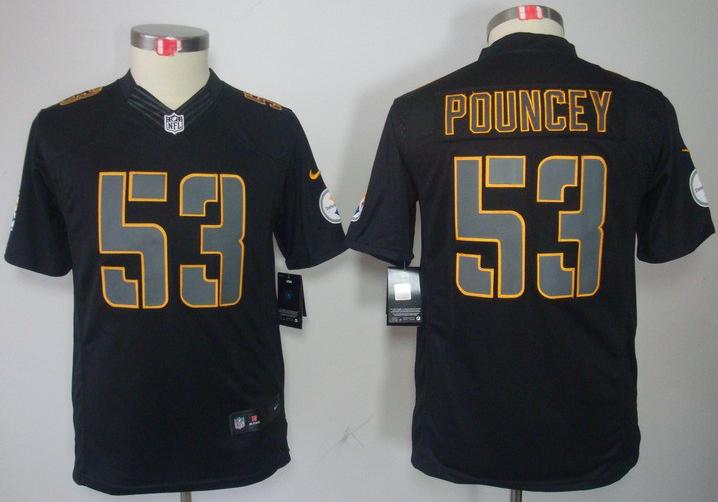 Kids Nike Pittsburgh Steelers 53 Maurkice Pouncey Black Impact LIMITED NFL Jerseys Cheap