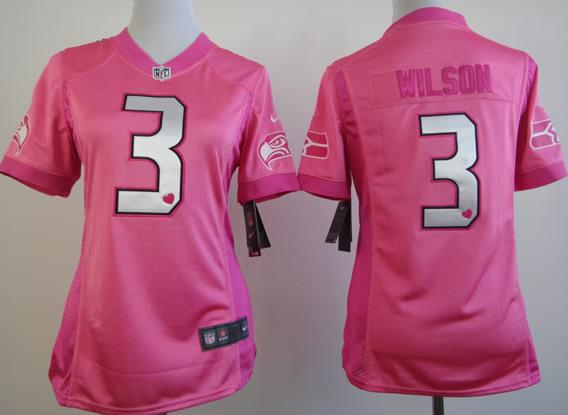 Cheap Women Nike Seattle Seahawks #3 Russell Wilson Pink Love NFL Jerseys