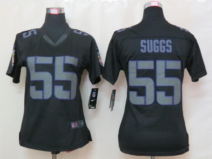 Cheap Women Nike Baltimore Ravens 55 Terrell Suggs Limited Black Impact NFL Jersey