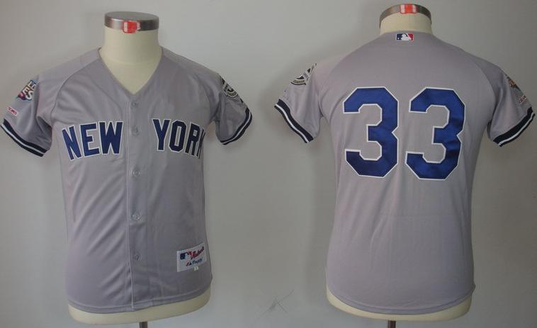 Kids New York Yankees 33 Nick Swisher Grey MLB Jerseys 2009 World Series Patch Cheap
