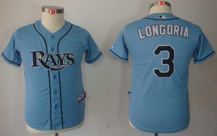 Kids Tampa Bay Rays 3 Evan Longoria Light Blue MLB Jersey Cheap