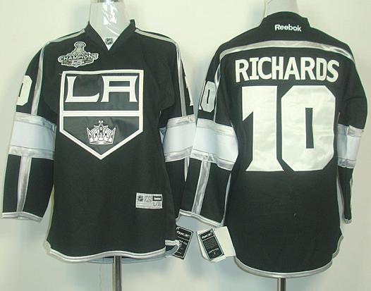 Kids Los Angeles Kings #10 Mike Richards Black Stanley Cup Finals Champions Patch NHL Jerseys LA Style For Sale