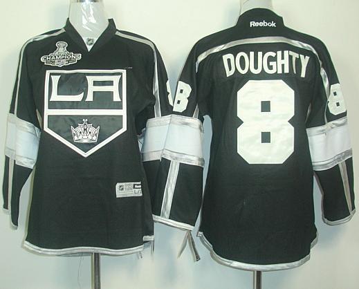 Kids Los Angeles Kings #8 Drew Doughty Black Stanley Cup Finals Champions Patch NHL Jerseys LA Style For Sale
