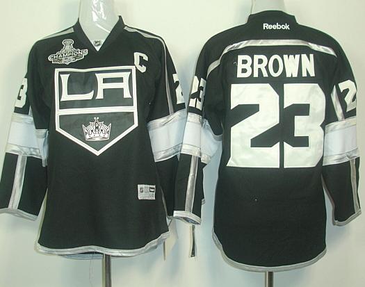 Kids Los Angeles Kings #23 Dustin Brown Black Stanley Cup Finals Champions Patch NHL Jerseys LA Style For Sale