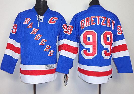 Kids New York Rangers 99 Wayne Gretzky Blue NHL Jerseys For Sale