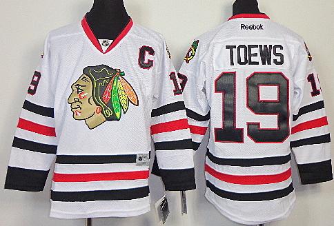 Kids Chicago Blackhawks 19 Jonathan Toews White NHL Jerseys For Sale