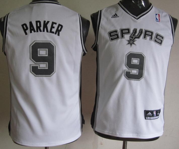 Kids San Antonio Spurs 9# Tony Parker White Revolution 30 Swingman NBA Jerseys Cheap