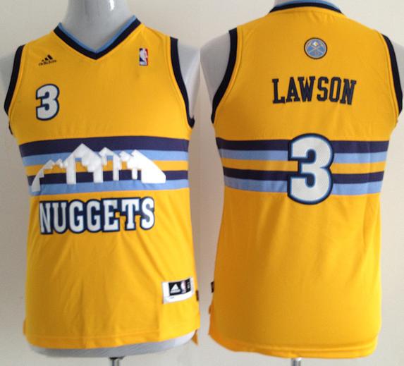 Kids Denver Nuggets 3 Ty Lawson Yellow Revolution 30 Swingman NBA Jersey Cheap