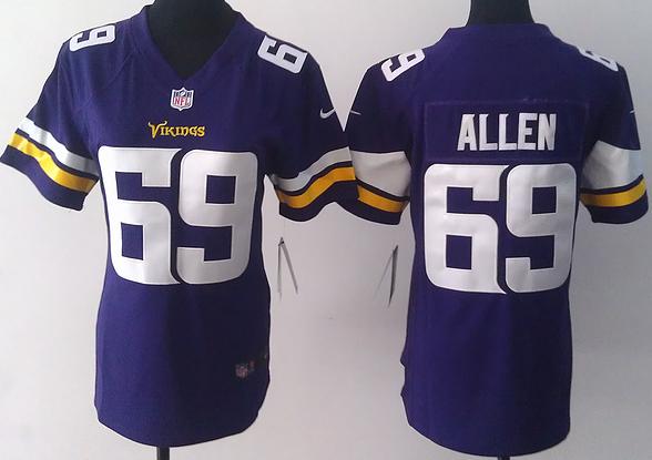 Cheap Women Nike Minnesota Vikings 69 Jared Allen Purple Game NFL Football Jerseys 2013 New Style