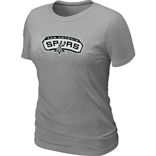 Cheap Women San Antonio Spurs Big & Tall Primary Logo L.Grey NBA Basketball T-Shirt