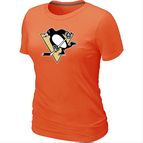 Cheap Women Pittsburgh Penguins Big & Tall Logo Orange NHL T-Shirt