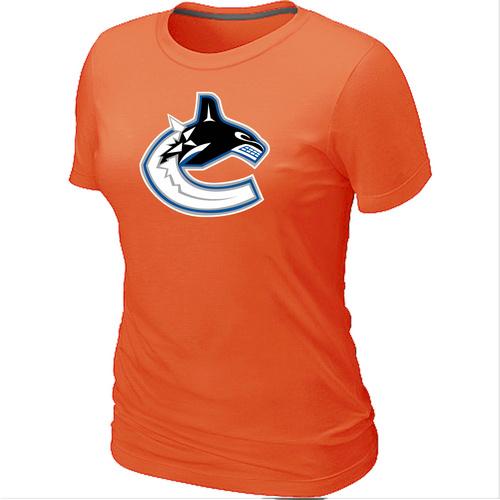 Cheap Women Vancouver Canucks Big & Tall Logo Orange NHL T-Shirt