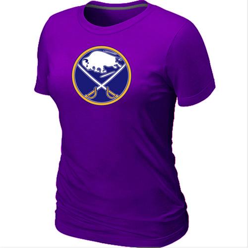 Cheap Women Buffalo Sabres Big & Tall Logo Purple NHL T-Shirt