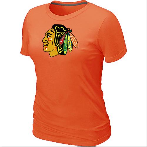 Cheap Women Chicago Blackhawks Big & Tall Orange Logo NHL T-Shirt