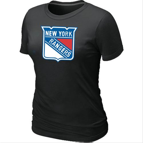 Cheap Women New York Rangers Big & Tall Logo Black NHL T-Shirt
