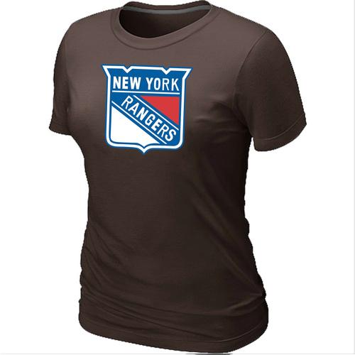 Cheap Women New York Rangers Big & Tall Logo Brown NHL T-Shirt