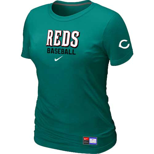 Cheap Women Cincinnati Reds Nike L.Green Short Sleeve Practice MLB Baseball T-Shirt
