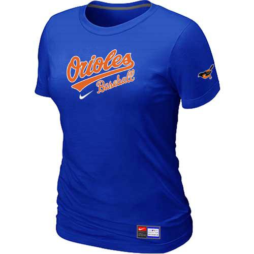 Cheap Women Baltimore Orioles Nike Blue Short Sleeve Practice MLB Baseball T-Shirt