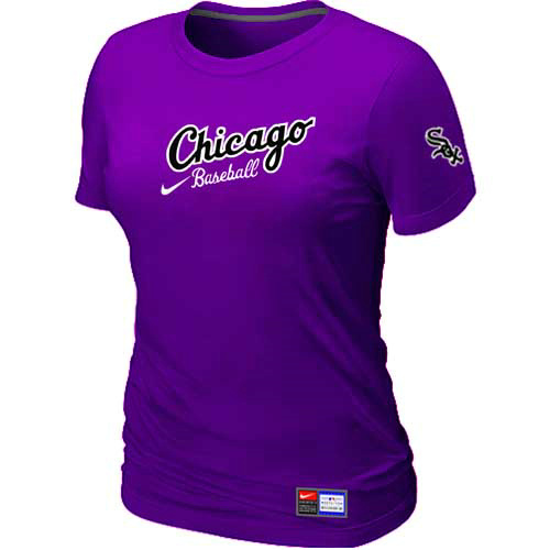 Cheap Women Chicago White Sox Nike Purple Away Practice MLB Baseball T-Shirt