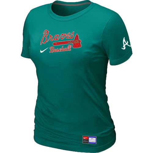 Cheap Women Atlanta Braves Nike L.Green Short Sleeve Practice MLB Baseball T-Shirt