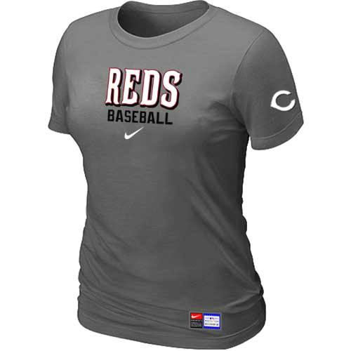 Cheap Women Cincinnati Reds Nike D.Grey Short Sleeve Practice MLB Baseball T-Shirt