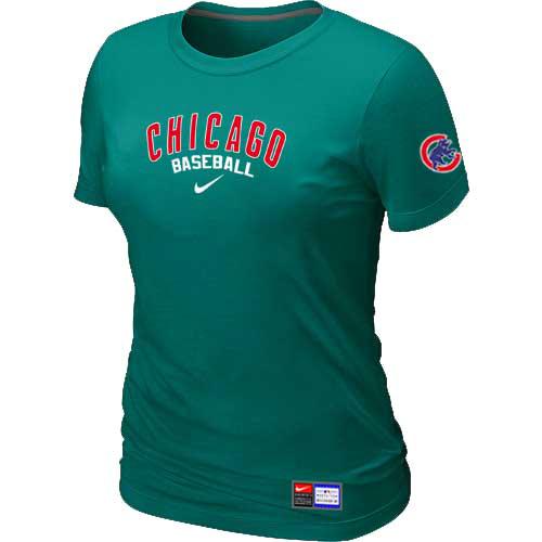 Cheap Women Chicago Cubs Nike L.Green Short Sleeve Practice MLB Baseball T-Shirt