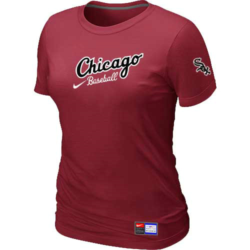 Cheap Women Chicago White Sox Nike Red Away Practice MLB Baseball T-Shirt