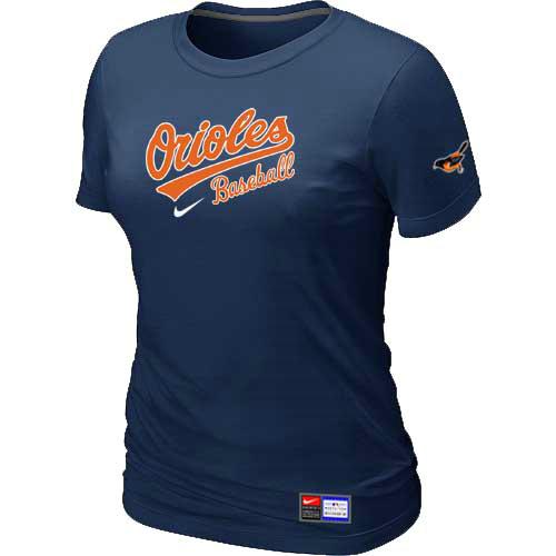 Cheap Women Baltimore Orioles Nike D.Blue Short Sleeve Practice MLB Baseball T-Shirt