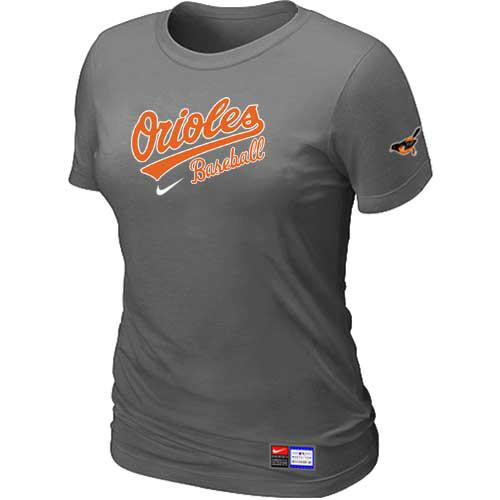 Cheap Women Baltimore Orioles Nike D.Grey Short Sleeve Practice MLB Baseball T-Shirt