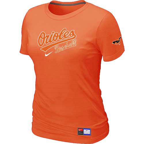 Cheap Women Baltimore Orioles Nike Orange Short Sleeve Practice MLB Baseball T-Shirt
