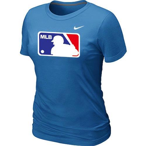 Cheap Women MLB Logo Heathered Nike L.blue Blended MLB Baseball T-Shirt
