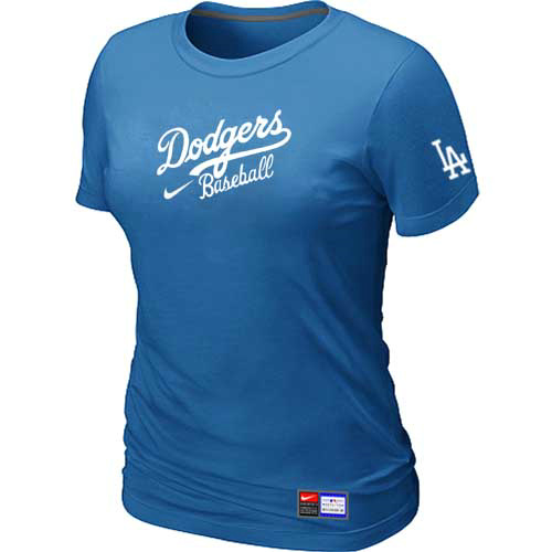 Cheap Women Los Angeles Dodgers Nike L.blue Short Sleeve Practice MLB Baseball T-Shirt