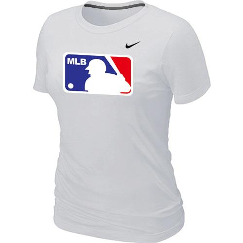 Cheap Women MLB Logo Heathered Nike White Blended MLB Baseball T-Shirt