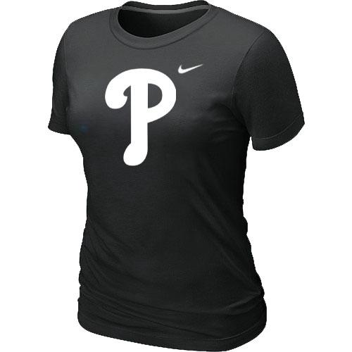 Cheap Women MLB Philadelphia Phillies Heathered Black Nike Blended MLB Baseball T-Shirt