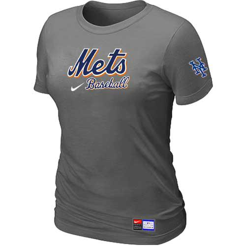 Cheap Women New York Mets Nike D.Grey Short Sleeve Practice MLB Baseball T-Shirt