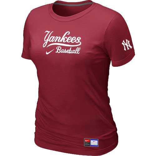 Cheap Women New York Yankees Nike Red Short Sleeve Practice MLB Baseball T-Shirt