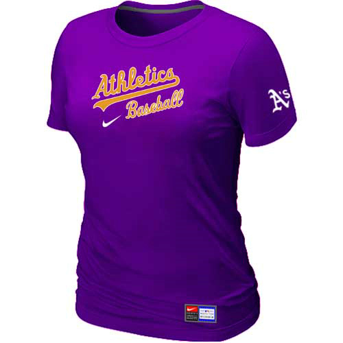 Cheap Women Oakland Athletics Nike Purple Short Sleeve Practice MLB Baseball T-Shirt
