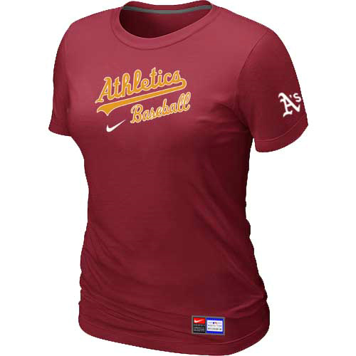 Cheap Women Oakland Athletics Nike Red Short Sleeve Practice MLB Baseball T-Shirt