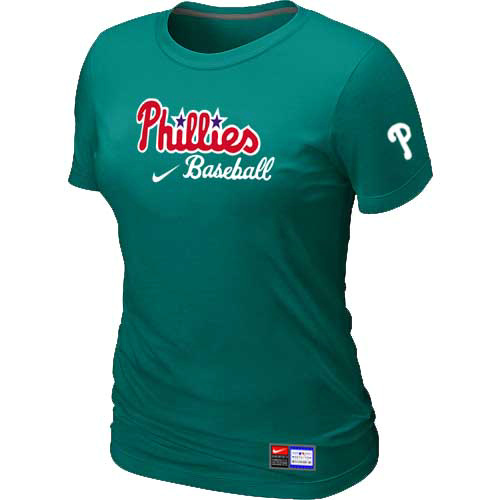 Cheap Women Philadelphia Phillies Nike L.Green Short Sleeve Practice MLB Baseball T-Shirt