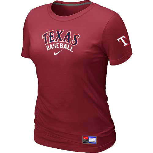 Cheap Women Texas Rangers Nike Red Short Sleeve Practice MLB Baseball T-Shirt