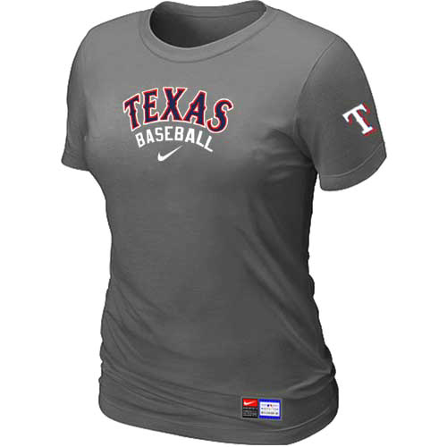Cheap Women Texas Rangers Nike D.Grey Short Sleeve Practice MLB Baseball T-Shirt