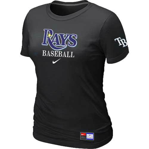 Cheap Women Tampa Bay Rays Nike Black Short Sleeve Practice MLB Baseball T-Shirt